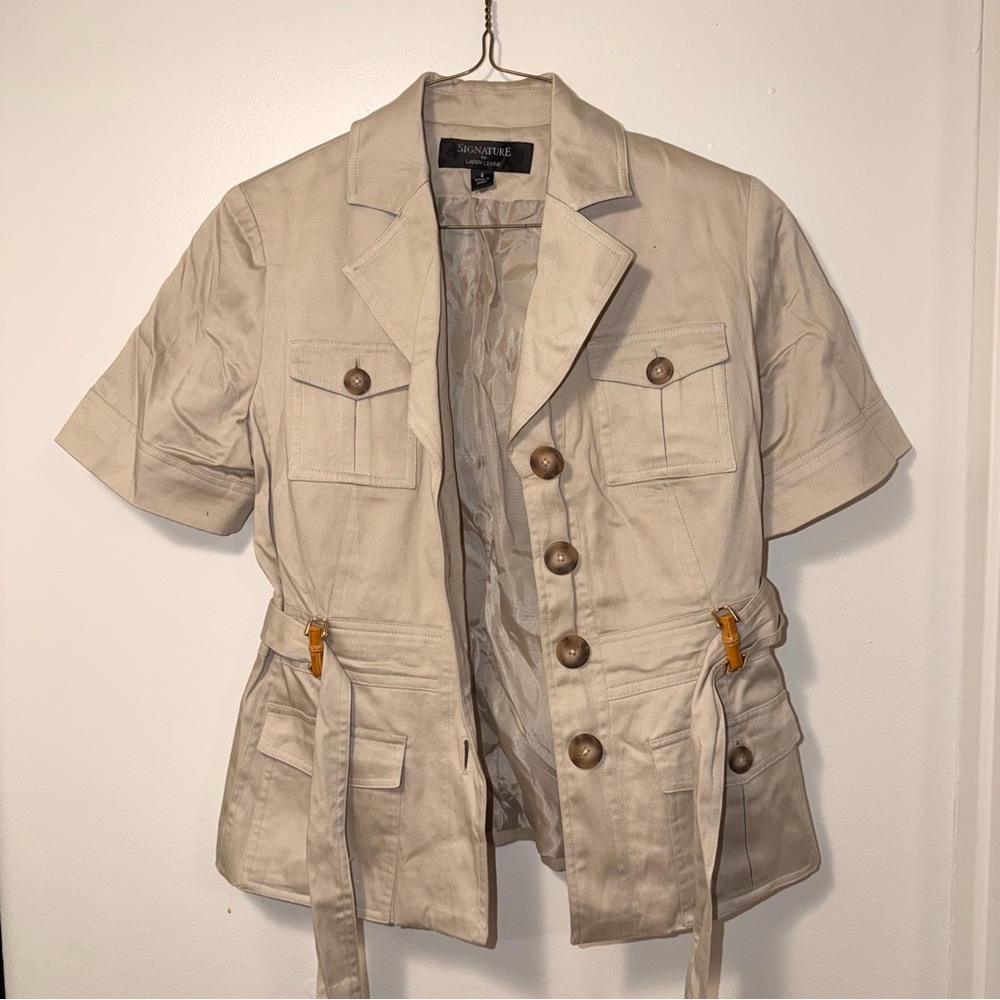 Larry Levine Signature Cream Utility Jacket Size 6 (B3P1)